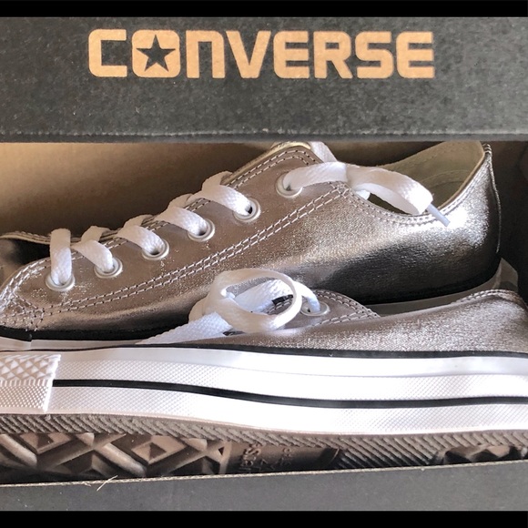 Converse Shoes - Converse Gunmetal Metallic White Sneaker Size 9